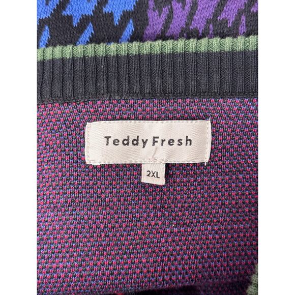 Teddy Fresh Sweater 2XL Womens Houndstooth Knit Long Sleeve Cardigan - Picture 7 of 8